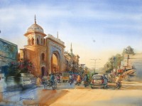 Ghulam Hussain, 22 x 30 inch, Watercolor on Paper, Cityscape Painting, AC-GMH-001